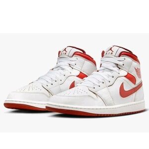 Air Jordan 1 Mid SE Sneakers White/Dune Red/Sail/Lobster